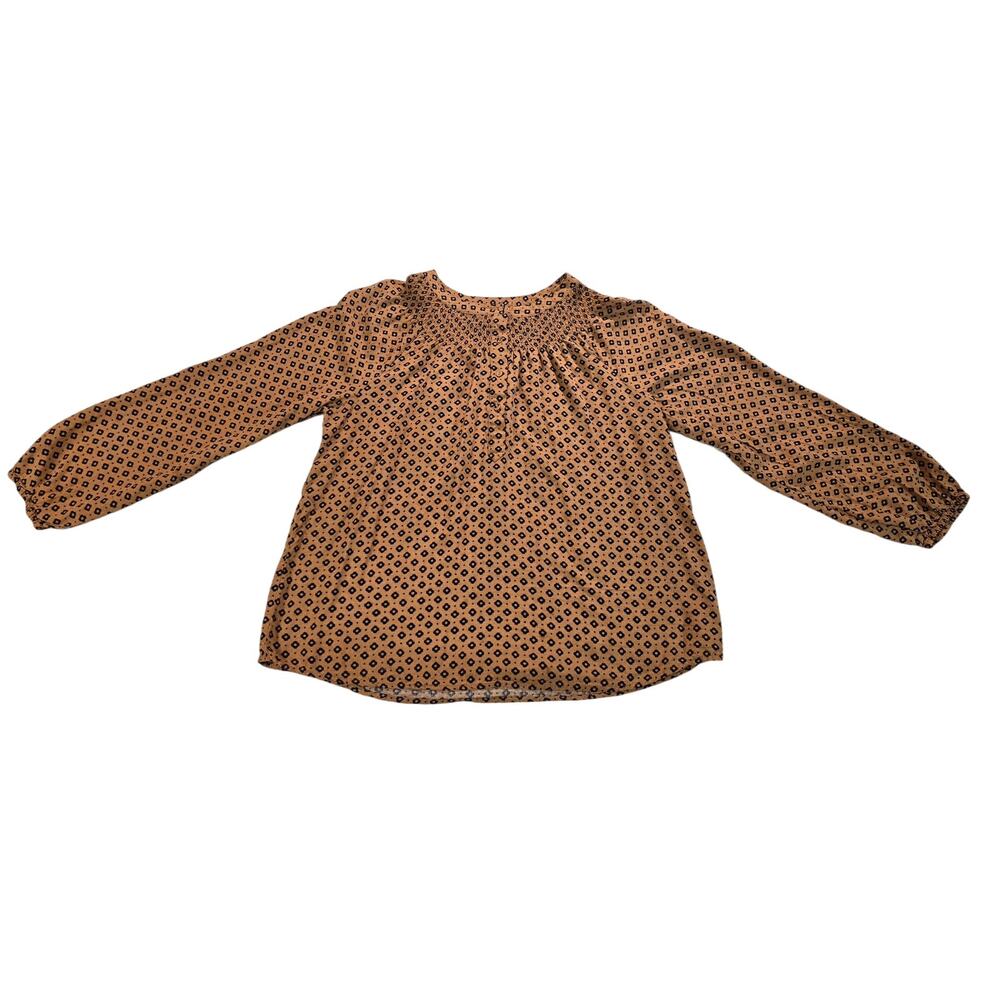 Croft & Barrow Women’s Floral Blouse Brown Blue Long Sleeve Size XL